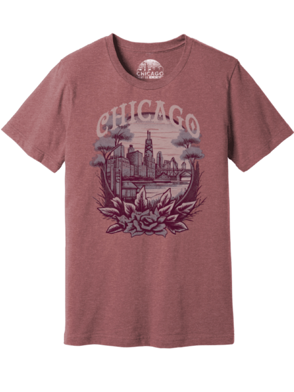 February '23 - Chicago Vintage Rose Cityscape T-Shirt