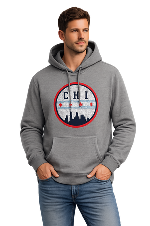 Chicago Flag Circle Hoodie – Vintage Skyline Pullover Sweatshirt