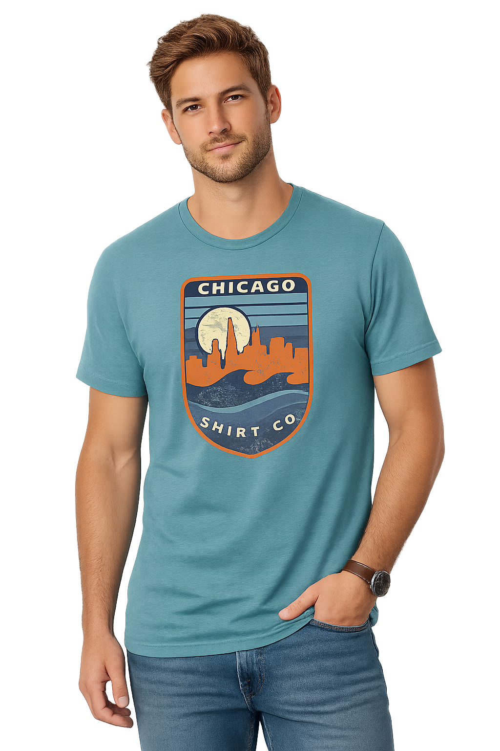 January '26 - Chicago Skyline & Lake Badge T-Shirt
