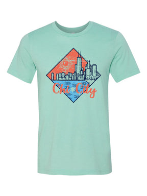 chicago lakefront skyline summertime tshirt
